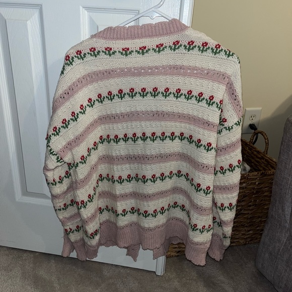 Pink Flower Knitted Cardigan - Picture 2 of 3